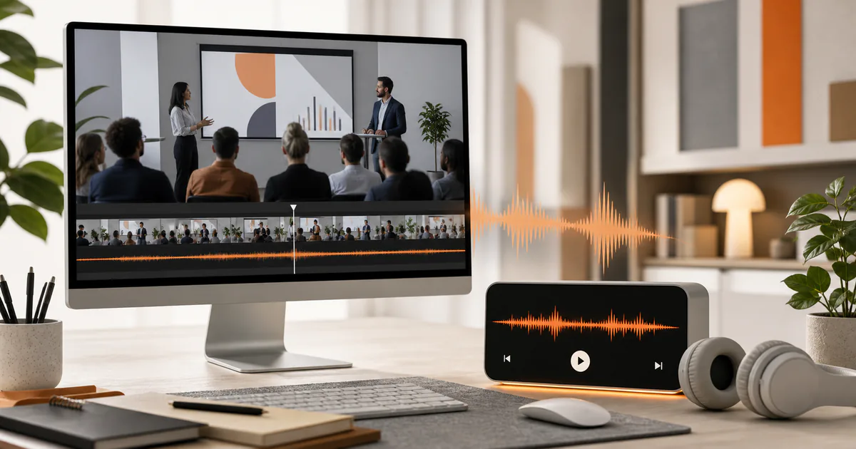 MP4 video track separated into a locally generated MP3 waveform